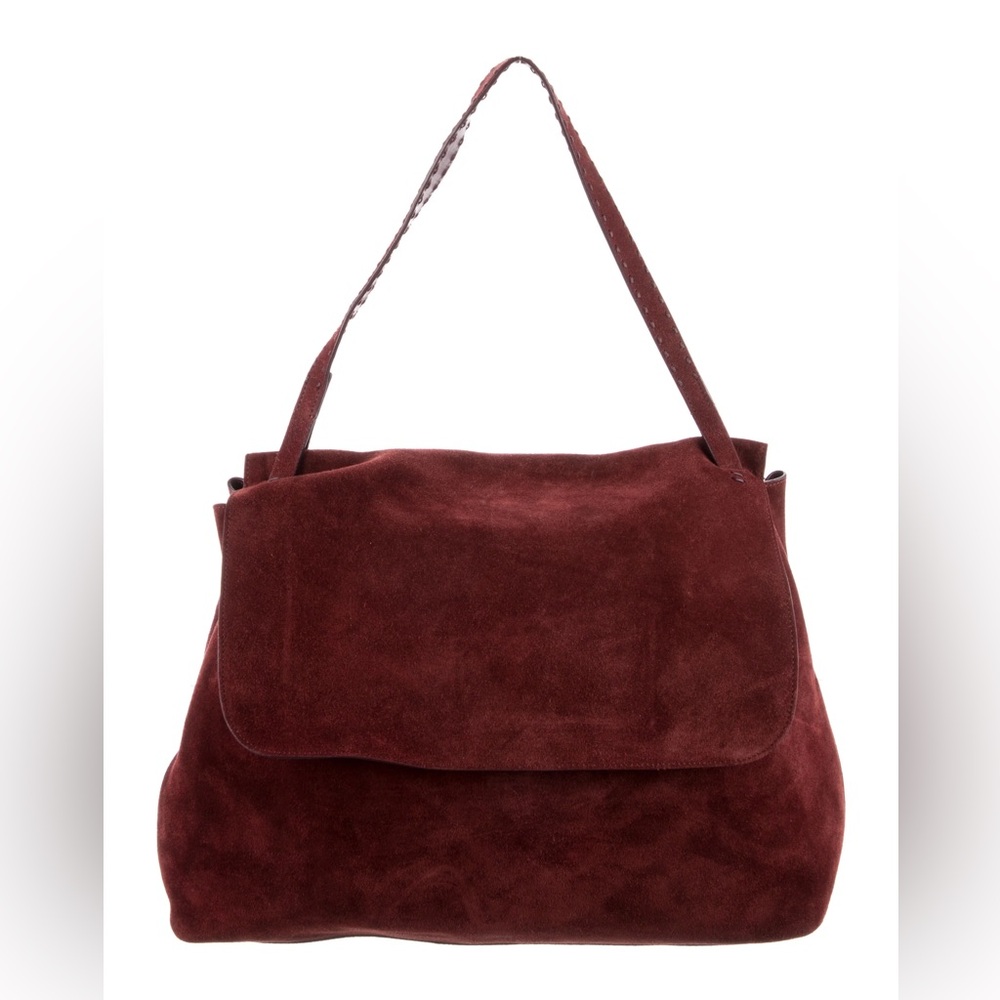 THE ROW Suede Sidekick Bag in Vermillon